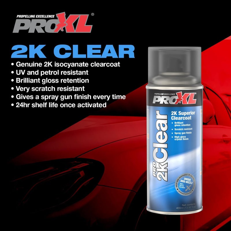 ProXL رذاذ طلاء شفاف 2K - 400 مل | شفاف تمامًا، لمسة نهائية لامعة عالية | تطبيق سهل | مقاوم للخدوش والمواد الكيميائية من أجل المتانة | يمكن تلميعه بعد 24 ساعة | فوهة متغيرة مرفقة - Image 3